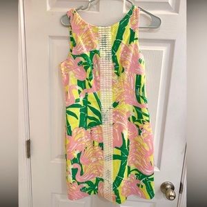 Lily Pulitzer pink yellow green flamingo dress 8